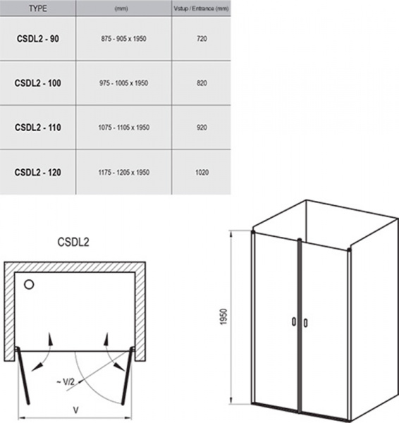 Фото душевая дверь ravak chrome csdl2 90 см 0qv7c10lz1
