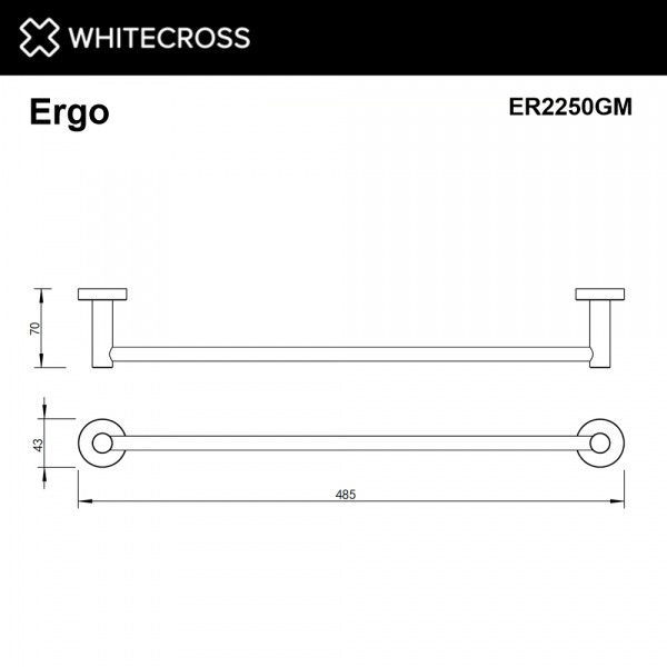 Фото полотенцедержатель 45 см whitecross ergo er2250gm, цвет: оружейная сталь