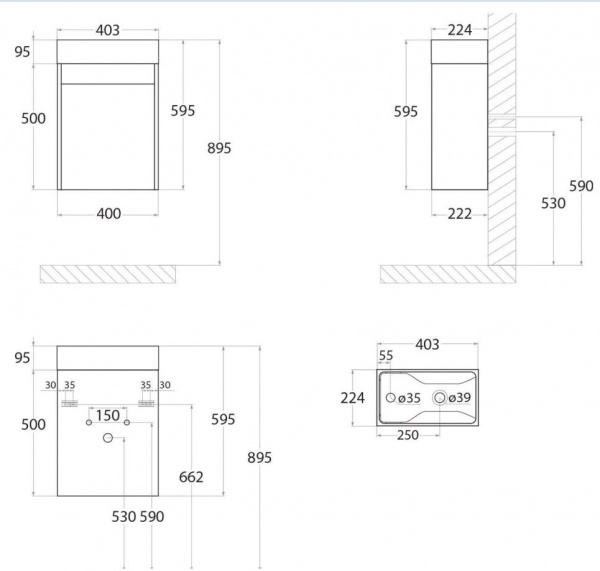 Фото тумба под раковину art&max family 40 см family-400-1d-so-pb