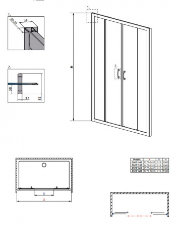 Фото душевая дверь radaway premium plus dwd 140 см 33353-01-01n