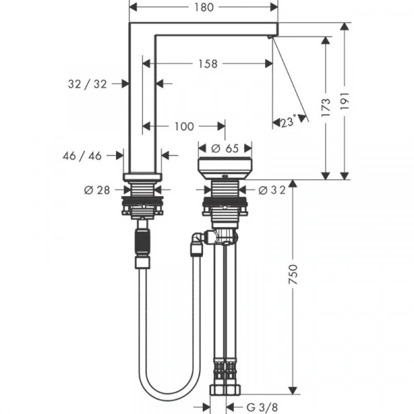 Фото смеситель для раковины hansgrohe tecturis e 73053000