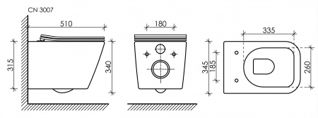 Фото унитаз подвесной, безободковый ceramicanova metric cn3007