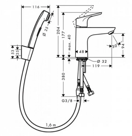 Фото смеситель для раковины hansgrohe focus 31927000_vstvo