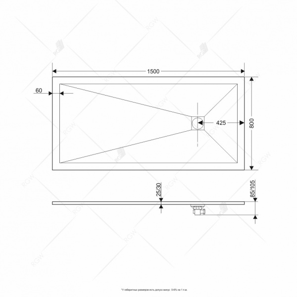 Фото поддон rgw st-w 80x150 см 16152815-01