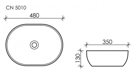 Фото раковина накладная ceramicanova element 48 см, цвет: белый cn5010