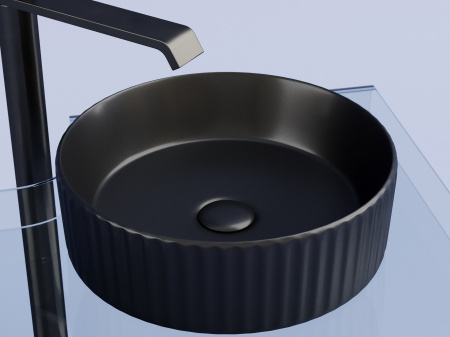 Фото раковина накладная ceramicanova element 36 см, цвет: черный cn6057mb