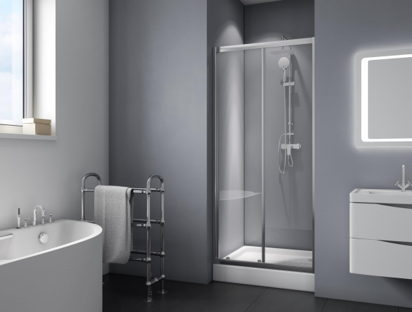 Фото душевая дверь belbagno due 100 см due-bf-1-100-c-cr