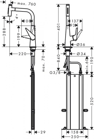 Фото смеситель для кухонной мойки hansgrohe talis select 73867000