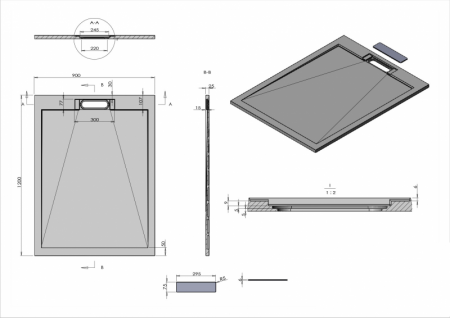 Фото поддон из искуственного камня esbano luxe 120x90 см esp-lx129b