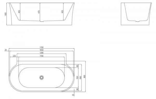 Фото акриловая ванна belbagno bb409-1700-800-w/nm 170x80 см