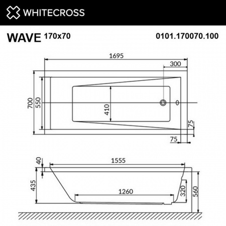 Фото акриловая ванна whitecross wave 170x70 см soft 0101.170070.100.soft.cr