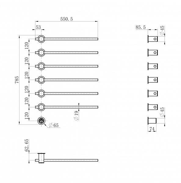 Фото полотенцесушитель электрический wonzon & woghand baden цвет: темный графит ww-al366-gm