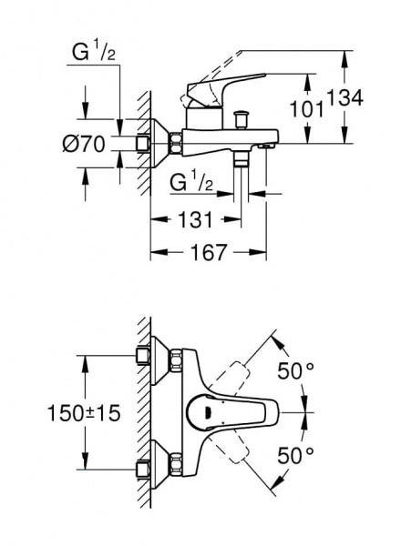 Фото смеситель для ванны grohe bauflow 23756000