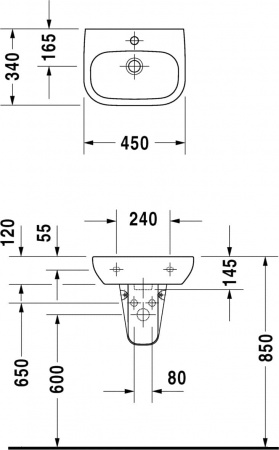 Фото раковина подвесная duravit d-code 45 см 07054500002