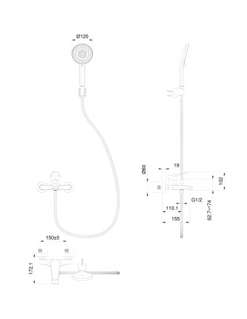 Фото смеситель для ванны wonzon & woghand, цвет: хром ww-a30891-cr