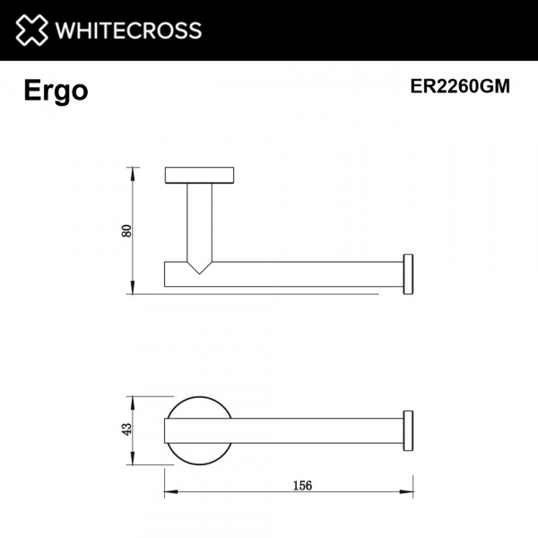 Фото держатель для туалетной бумаги whitecross ergo er2260gm, цвет: оружейная сталь