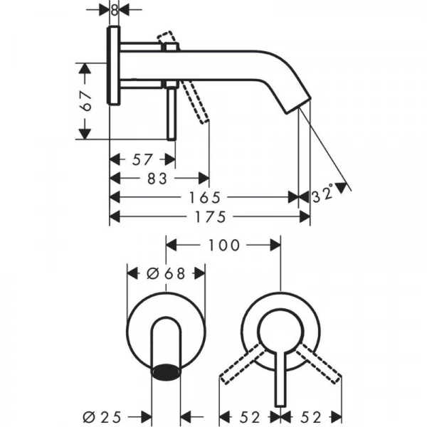 Фото смеситель для раковины hansgrohe tecturis s 73350000