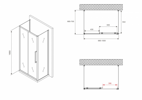 Фото душевое ограждение abber schwarzer diamant ag30100bmh-s70bm-s70bm 100x70 см