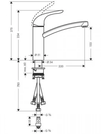 Фото смеситель для кухонной мойки hansgrohe focus 31804000