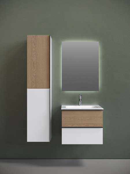 Фото тумба под раковину sancos delta 60 см, цвет: дуб светлый/белый dl60w