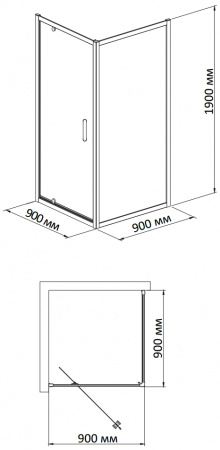 Фото душевое ограждение bandhours frenk/side-glass 99 90x90 см