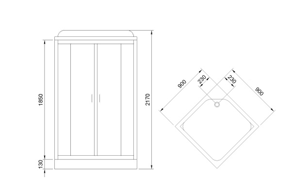 Фото душевая кабина royal bath нр rb90hp6-gc-bl 90x90 см