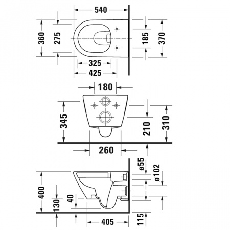 Фото унитаз подвесной безободковый duravit d-neo 54 см 45780900a1 (2578090000+0021690000)