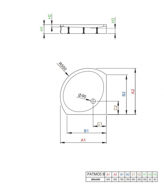Фото поддон акриловый radaway patmos b 90x90 см 4t99155-03