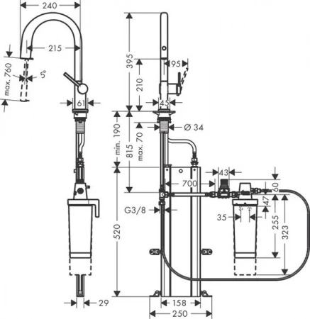 Фото смеситель для кухонной мойки hansgrohe aqittura 76800800