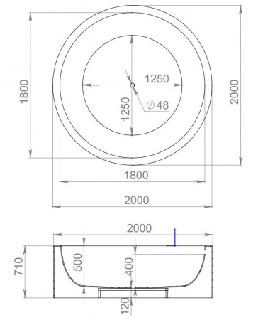 Фото ванна из искусственного камня salini isola 101111m 200x200 см sapirit - матовая