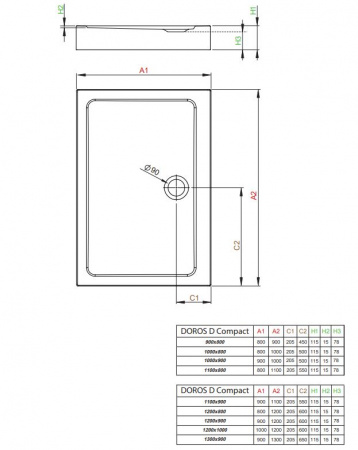 Фото поддон акриловый radaway doros d compact 80x110 см sdrd1180-05
