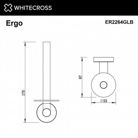 Фото держатель для туалетной бумаги whitecross ergo er2264glb, цвет: золото брашированное