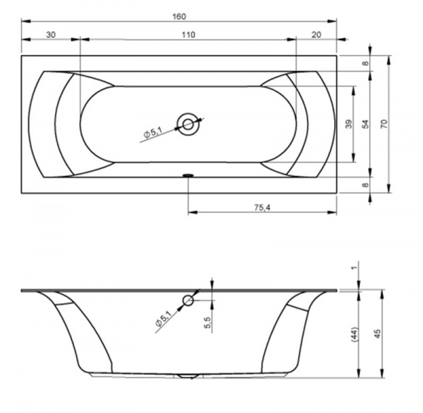 Фото акриловая ванна riho linares r 160x70 см