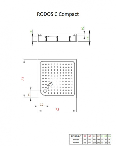 Фото поддон акриловый radaway rodos c compact 80x80 см 4k88155-04