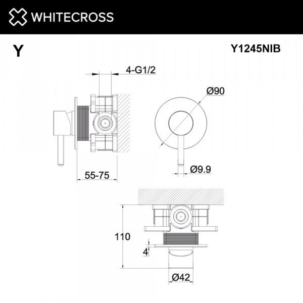 Фото встраиваемый смеситель для душа whitecross y y1245nib, цвет: никель брашированный