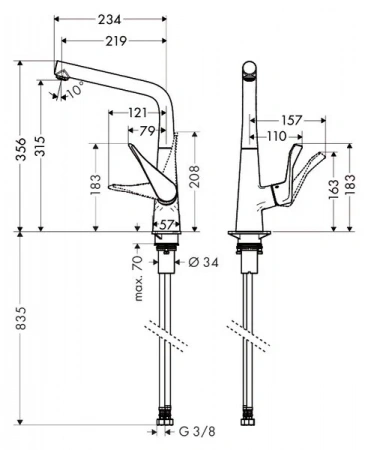 Фото смеситель для кухонной мойки hansgrohe metris 14823000