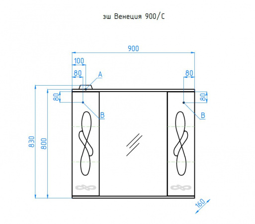 Фото зеркальный шкаф style line венеция 90 лс-00000264