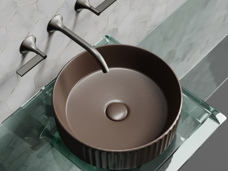 Фото раковина накладная ceramicanova element 36 см, цвет: коричневый cn6057mdb