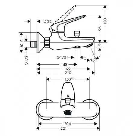 Фото смеситель для ванны hansgrohe novus 71041000