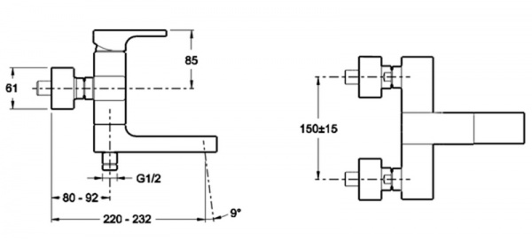 Фото смеситель для ванны jacob delafon strayt e45370-cp