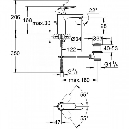 Фото смеситель  для раковины grohe eurosmart cosmopolitan 23325000