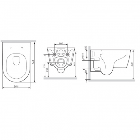 Фото унитаз подвесной безободковый с сиденьем am.pm func c8f1701mbsc
