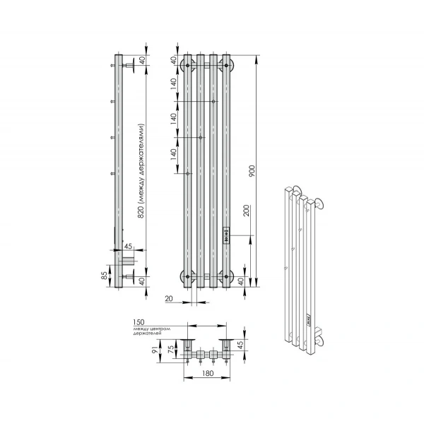 Фото электрический полотенцесушитель indigo  style 3 pro 90/18 lspre90-18gfmrt