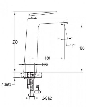 Фото смеситель для раковины высокий cezares baden-f-lc-01-w0