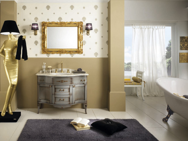 Фото тумба под раковину bagno piu palladio 105 см, цвет: патина и декор pl-01-110-00