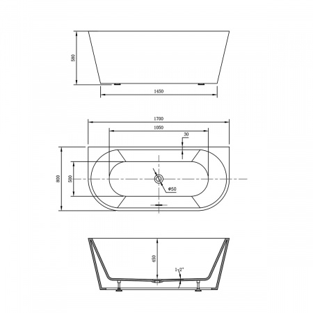 Фото акриловая ванна vincea 170x80 см vbt-421-1700mb