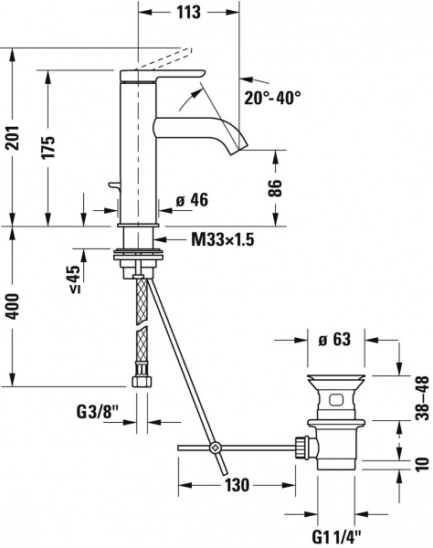 Фото смеситель для раковины duravit c.1 c11020001010