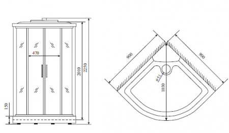 Фото душевая кабина timo standart t-6609 silver fabric 90x90 см