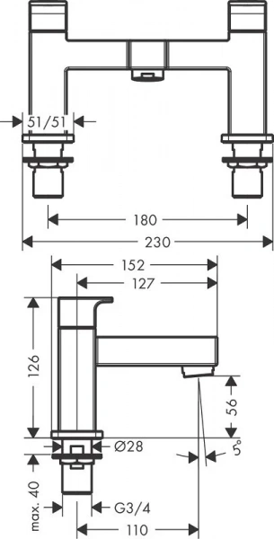 Фото смеситель для ванны hansgrohe vernis shape 71452000