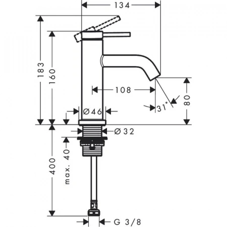 Фото смеситель для раковины hansgrohe tecturis s 73313000